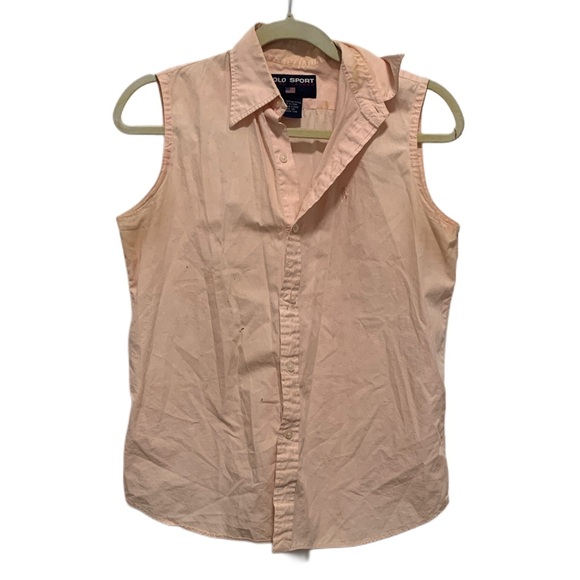 Vintage Tops - Y2K Polo Sport Ralph Lauren Pink Sleeveless Button Down Top